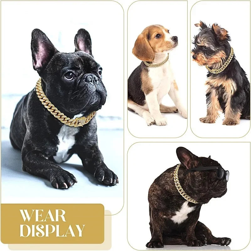 Dog Chain Collar Luxury Gold Pet Metal Chain Collar For Small Medium Large Dogs Cats Pet Jewelry Necklace Accessorie