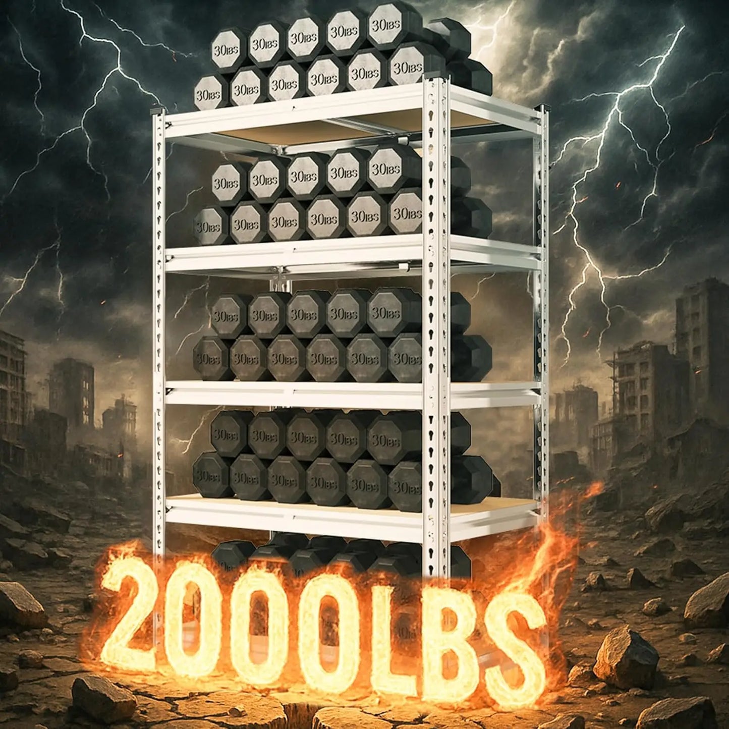 5 Tier Heavy Duty Metal Shelving 2000LBS Capacity Adjustable Garage Shelves for Pantry Storage Customized Organization Solution