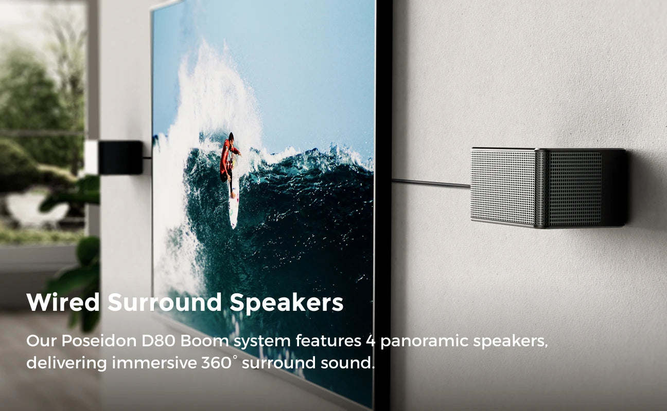 ULTIMEA Poseidon D80 Boom 7.1ch 500W Dolby Atmos Soundbar, Wireless Subwoofer & 4 Surround Speakers, Home Theater TV,APP Control