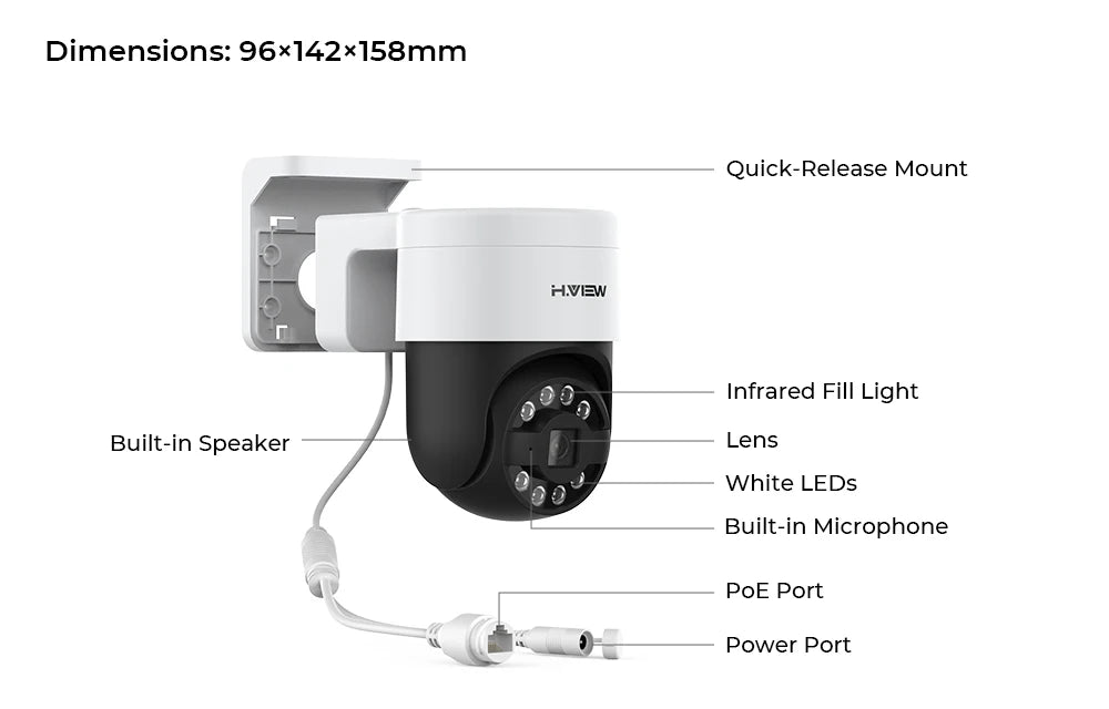 H.view 8Ch 4K 5MP 8MP Cctv Security Camera System Ptz Home Video Surveillance Kit Outdoor Ip Camera Humanoid Detection