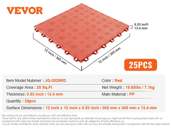 Garage Tiles Interlocking Garage Floor Covering Tiles Non-Slip Double-Sided Texture for Garages Basements Repair Shops