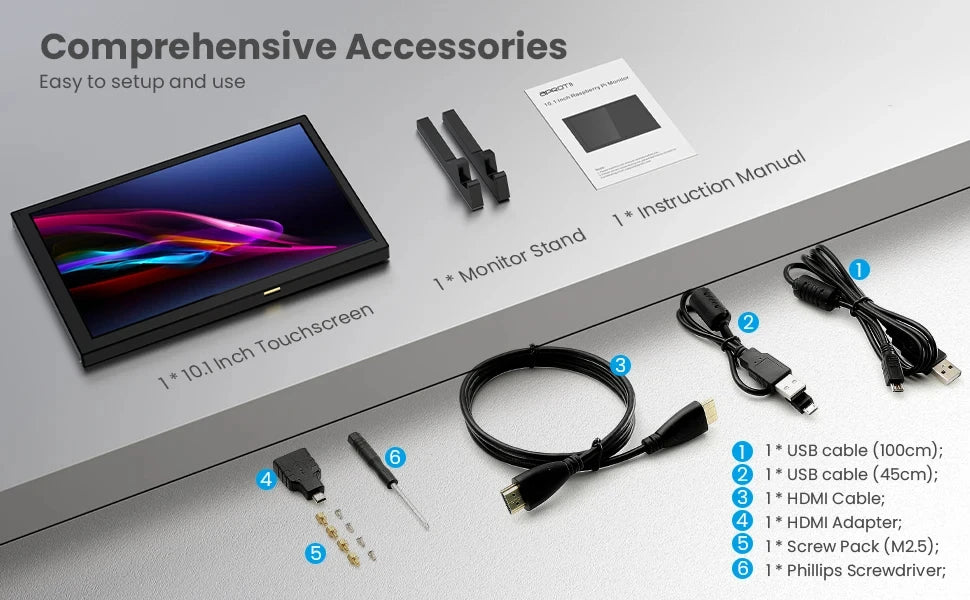 Driver-free 10-point Capacitive Touchscreen Monitor 1280x800PX 10-inch Raspberry Pi Display For Laptop PC Win 7/8/10