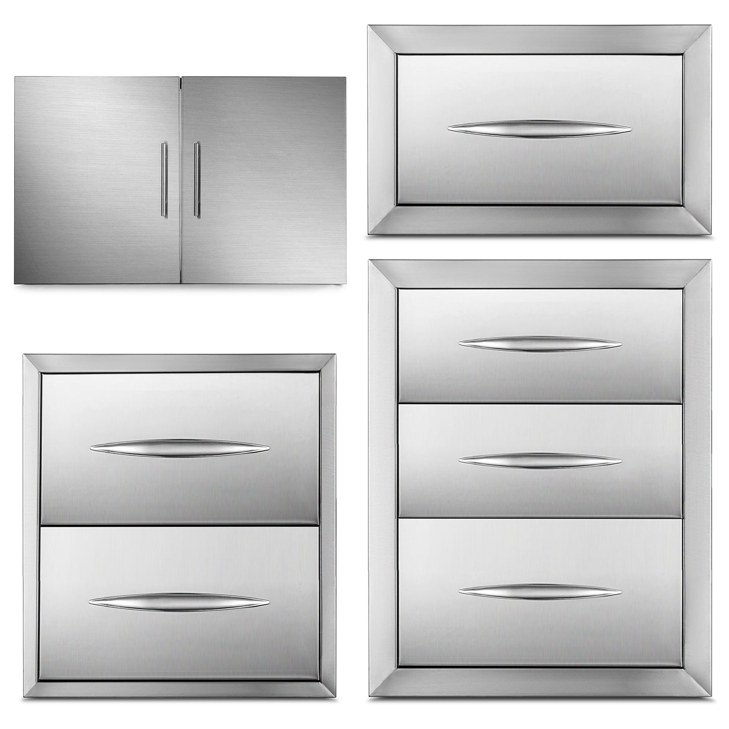 Stainless Steel Outdoor Kitchen Drawers W/ Handle Large Storage BBQ Island Great for Any Weather Condition