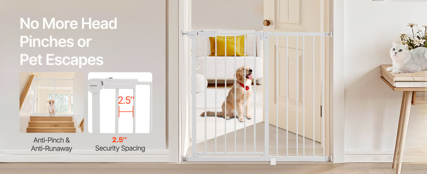 Baby Gate 28/30/36 Inches High Dog Gate Easy Step Walk Thru Child Pet Security Pressure Mount Kit Wall Cups Doorways