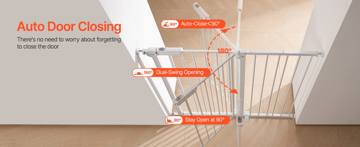 Baby Gate 28/30/36 Inches High Dog Gate Easy Step Walk Thru Child Pet Security Pressure Mount Kit Wall Cups Doorways