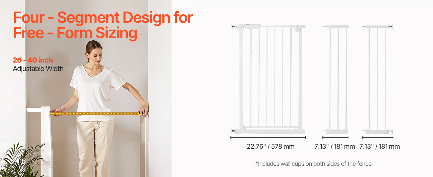 Baby Gate 28/30/36 Inches High Dog Gate Easy Step Walk Thru Child Pet Security Pressure Mount Kit Wall Cups Doorways