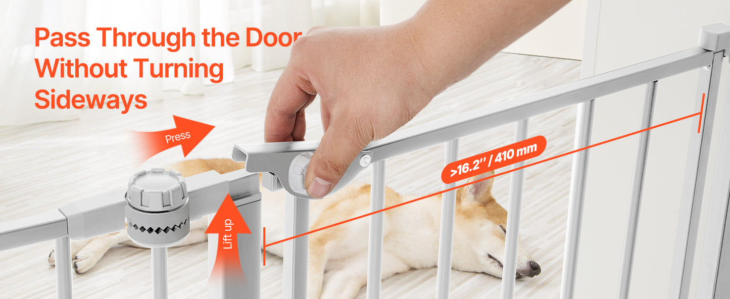 Baby Gate 28/30/36 Inches High Dog Gate Easy Step Walk Thru Child Pet Security Pressure Mount Kit Wall Cups Doorways