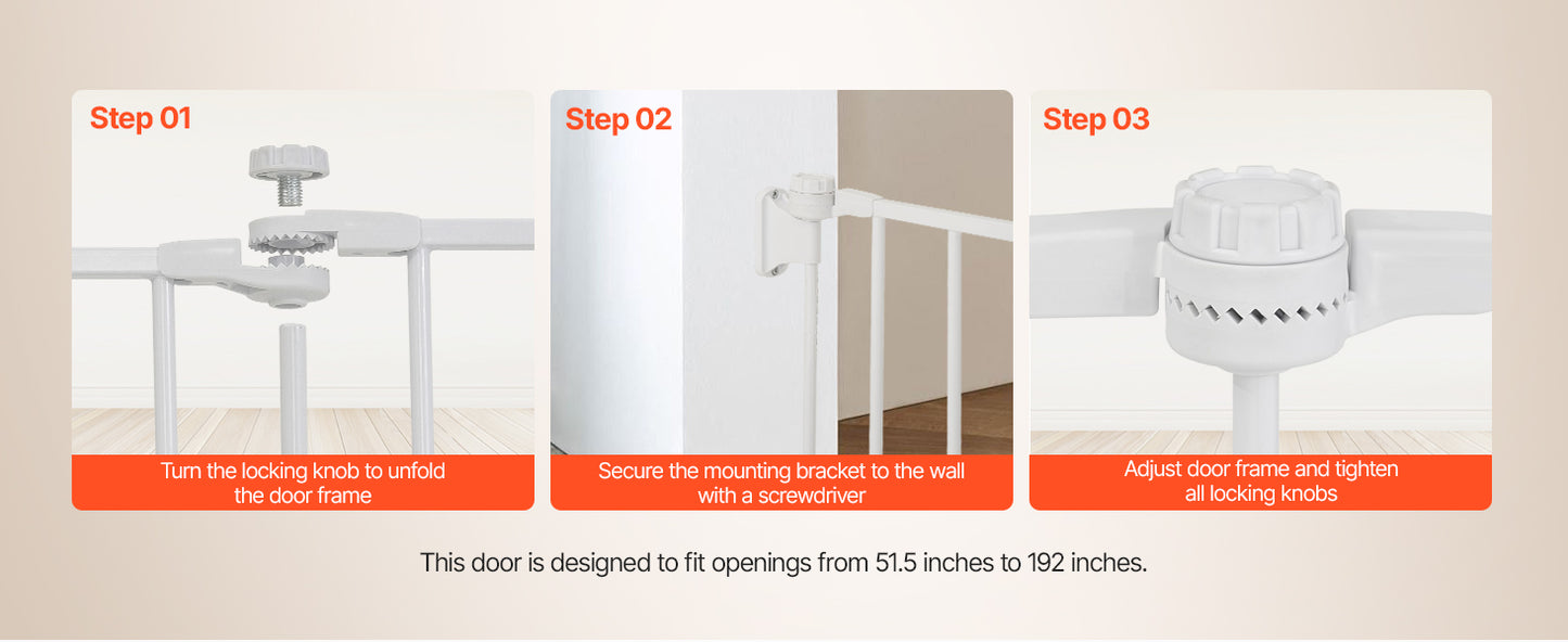 Baby Gate 28/30/36 Inches High Dog Gate Easy Step Walk Thru Child Pet Security Pressure Mount Kit Wall Cups Doorways