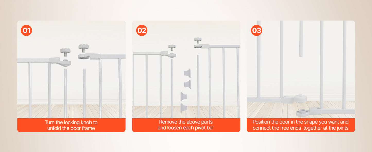 Baby Gate 28/30/36 Inches High Dog Gate Easy Step Walk Thru Child Pet Security Pressure Mount Kit Wall Cups Doorways