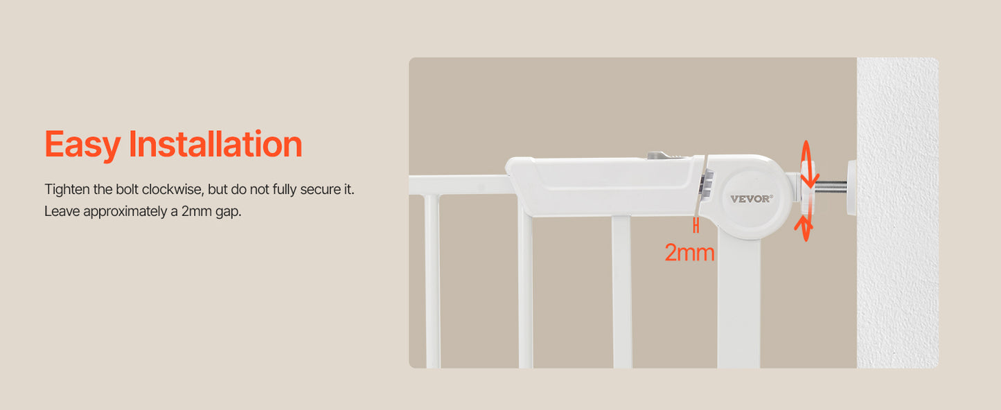 Baby Gate 28/30/36 Inches High Dog Gate Easy Step Walk Thru Child Pet Security Pressure Mount Kit Wall Cups Doorways