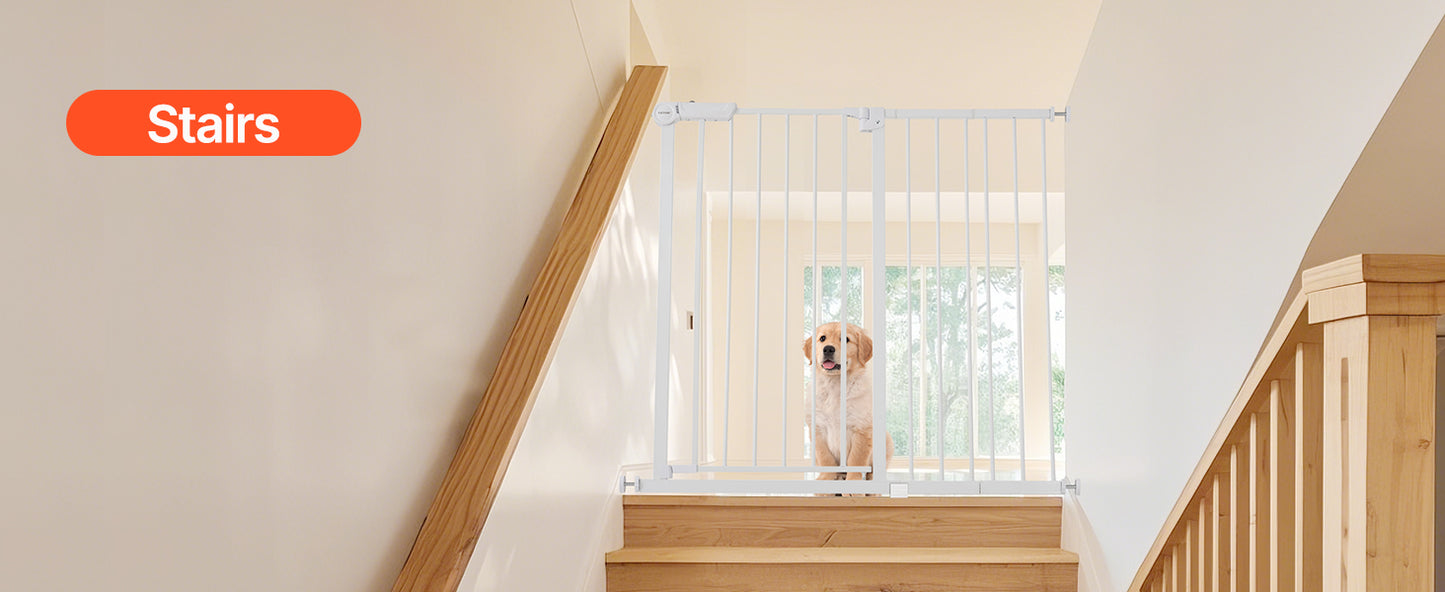 Baby Gate 28/30/36 Inches High Dog Gate Easy Step Walk Thru Child Pet Security Pressure Mount Kit Wall Cups Doorways