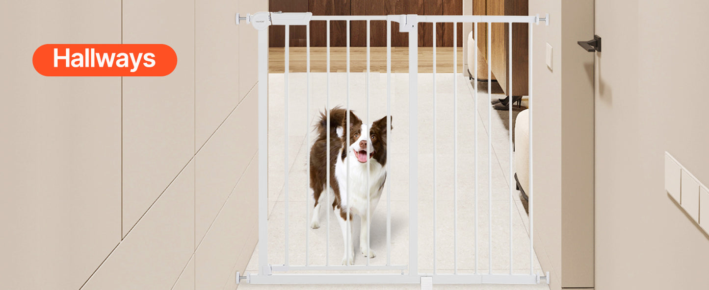 Baby Gate 28/30/36 Inches High Dog Gate Easy Step Walk Thru Child Pet Security Pressure Mount Kit Wall Cups Doorways