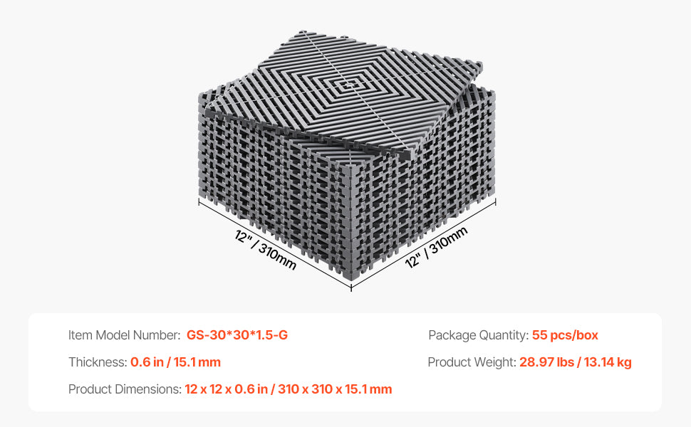 Interlocking Drainage Mat 12inx12in 12/24/40/50/55 Pcs Splicing Mats Non-Slip PP Drainage Floor Tile & Shower Mat