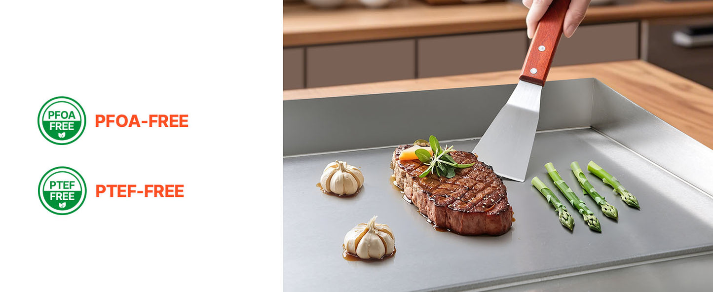 Commercial Electric Griddle 50-300°C Adjustable Temp Control, Stainless Steel Countertop Flat Top Grill for Steak Panc