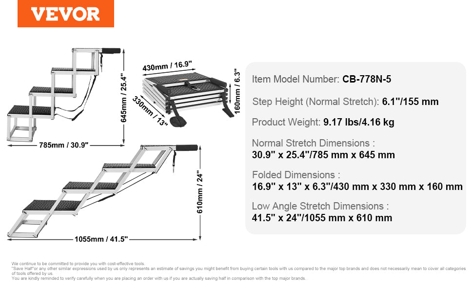 Dog Stair for Cars Wide Dog Car Steps Folding Portable Pet Steps Lightweight Aluminum for Car SUV and Truck 150 lbs