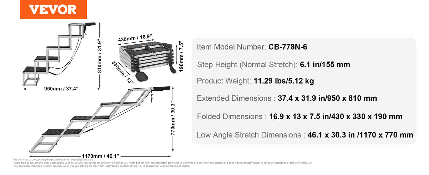 Dog Stair for Cars Wide Dog Car Steps Folding Portable Pet Steps Lightweight Aluminum for Car SUV and Truck 150 lbs