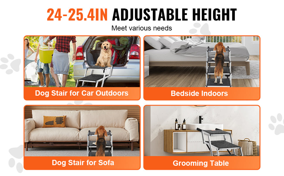 Dog Stair for Cars Wide Dog Car Steps Folding Portable Pet Steps Lightweight Aluminum for Car SUV and Truck 150 lbs