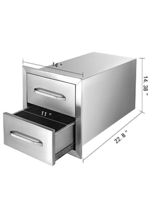 Stainless Steel Outdoor Kitchen Drawers W/ Handle Large Storage BBQ Island Great for Any Weather Condition