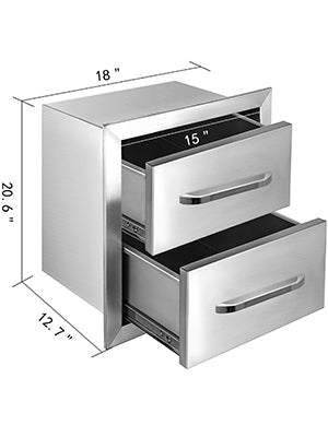 Stainless Steel Outdoor Kitchen Drawers W/ Handle Large Storage BBQ Island Great for Any Weather Condition