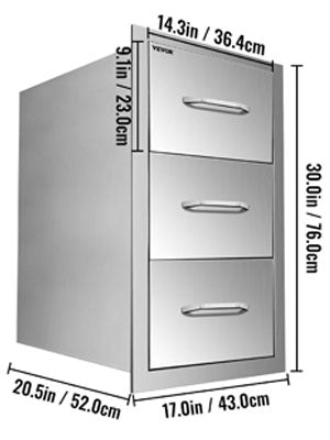 Stainless Steel Outdoor Kitchen Drawers W/ Handle Large Storage BBQ Island Great for Any Weather Condition