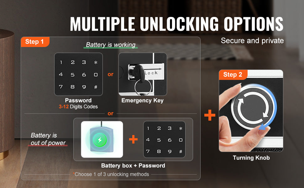 Single Door 4.0 cu.ft Safe Box w/ Key Lock Password & Fingerprint Safe Lock Box with Fireproof Bag Key Rack & LED Light
