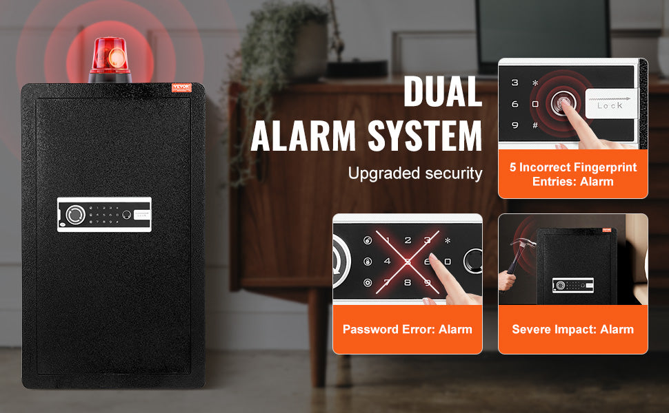 Single Door 4.0 cu.ft Safe Box w/ Key Lock Password & Fingerprint Safe Lock Box with Fireproof Bag Key Rack & LED Light