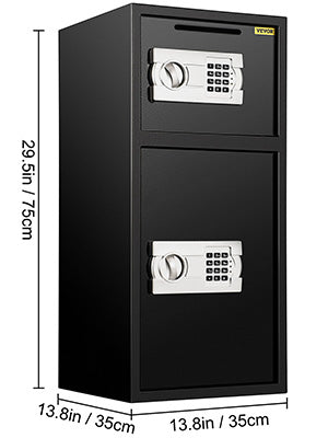 SucceBuy 33" Double Door Safe Deposit Box Secret Hidden Piggy Bank Steel Separate Storage Space Electronic Lock for Office Home