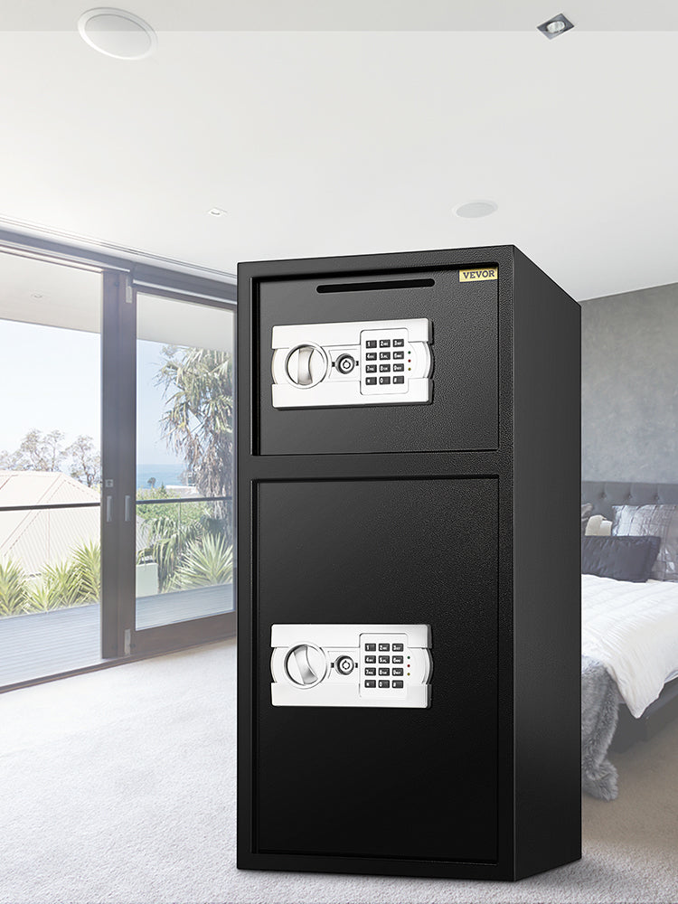 SucceBuy 33" Double Door Safe Deposit Box Secret Hidden Piggy Bank Steel Separate Storage Space Electronic Lock for Office Home