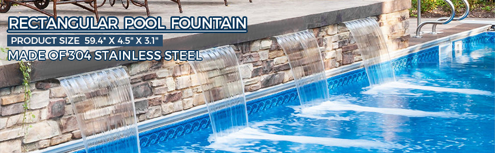 SucceBuy Pool Fountain Waterfall With Light Water Pipe Acrylic Fountain Pond Garden Swimming Feature Decorative Fountain