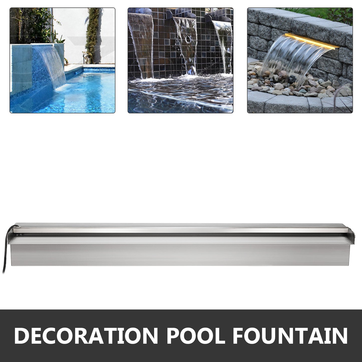 SucceBuy Pool Fountain Waterfall With Light Water Pipe Acrylic Fountain Pond Garden Swimming Feature Decorative Fountain