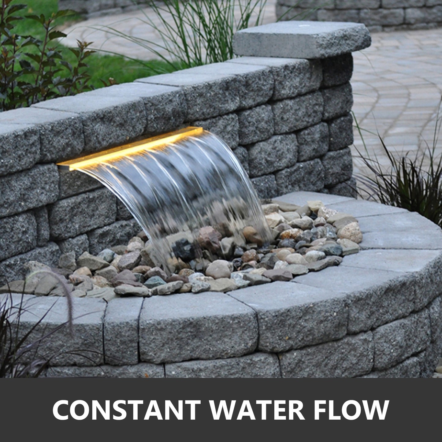 SucceBuy Pool Fountain Waterfall With Light Water Pipe Acrylic Fountain Pond Garden Swimming Feature Decorative Fountain
